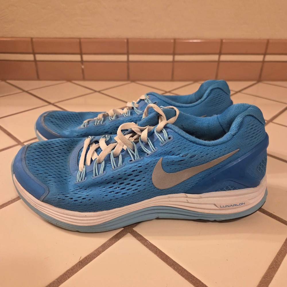 Nike LunarGlide 4 Blue Silver Running Shoes 5.5Y 525371-400 Youth Sneakers